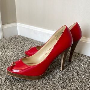 Red Peep-Toe Heels